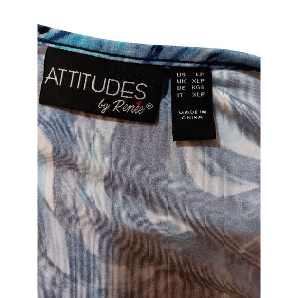 ATTITUDES BY RENEE Tunic Top Blouse Large PETITE Bright Watercolor Career Travel - Picture 4 of 8